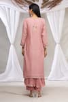 Shop_Made in Pinkcity_Pink Chanderi Embroidered Floral Motifs Round Kurta Set  _at_Aza_Fashions