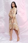 Buy_PUNIT BALANA_Yellow Silk Satin Embroidered Patch Work Mandarin Collar Abstract Print Tunic _Online_at_Aza_Fashions