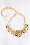Shop_Just Shradhas_Gold Plated Crescent Moon Kundan Pearl Choker _at_Aza_Fashions