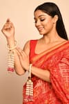Buy_Just Shradhas_Gold Plated Pearls, Beads, Gota Patti Kalira Bangles Set _at_Aza_Fashions