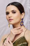 Arnimaa_Blue Stone Embellished Dangler Earrings_Online_at_Aza_Fashions