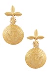 Buy_Arnimaa_Gold Plated Pearls Leaf Motif Carved Earrings _at_Aza_Fashions