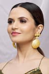 Arnimaa_Gold Plated Pearls Leaf Motif Carved Earrings _Online_at_Aza_Fashions