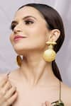 Buy_Arnimaa_Gold Plated Pearls Leaf Motif Carved Earrings _Online_at_Aza_Fashions