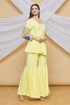 Buy_Neeta Lulla_Yellow Chiffon Asymmetrical Tunic And Sharara Set_Online_at_Aza_Fashions