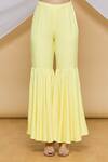 Neeta Lulla_Yellow Chiffon Asymmetrical Tunic And Sharara Set_at_Aza_Fashions