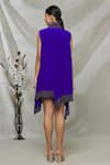 Shop Megha Garg Purple Crepe V Neck Draped Asymmetric Dress at Aza Fashions Shop_Megha Garg_Purple Crepe V Neck Draped Asymmetric Dress _at_Aza_Fashions
