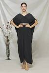 Buy Megha Garg Black Crepe Bead Work, Sequins V Neck Draped Jumpsuit at Aza Fashions Buy_Megha Garg_Black Crepe Bead Work, Sequins V Neck Draped Jumpsuit _at_Aza_Fashions