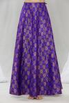 Shop_Vishwa By Pinki Sinha_Blue Silk Brocade Floral Lehenga Skirt_Online_at_Aza_Fashions