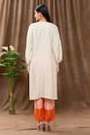 Shop_Archana Shah_White Bamberg Silk Printed Tropical Tie-up Neck Kurta And Pant Set _at_Aza_Fashions