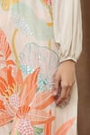 Shop_Archana Shah_White Bamberg Silk Printed Tropical Tie-up Neck Kurta And Pant Set _Online_at_Aza_Fashions