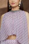 Neha Khullar_Pink Chiffon Printed Floral Lehenga Set For Kids_at_Aza_Fashions
