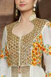 Neha Khullar_White Cotton Silk Embroidery Floral Sequin Anarkali Set For Kids_at_Aza_Fashions