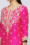 Surbhi Shah_Pink Pure Spun Silk Printed Bandhani Round Kurta Sharara Set  _at_Aza_Fashions