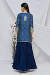 Shop_Surbhi Shah_Blue Pure Spun Silk Printed Bandhani Keyhole Kurta Skirt Set _at_Aza_Fashions