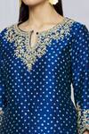 Surbhi Shah_Blue Pure Spun Silk Printed Bandhani Keyhole Kurta Skirt Set _at_Aza_Fashions