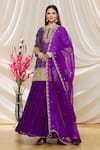 Buy_Surbhi Shah_Purple Pure Spun Silk Printed Bandhani Round Kurta Lehenga Set _at_Aza_Fashions