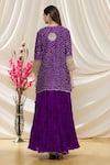 Shop_Surbhi Shah_Purple Pure Spun Silk Printed Bandhani Round Kurta Lehenga Set _at_Aza_Fashions