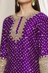 Surbhi Shah_Purple Pure Spun Silk Printed Bandhani Round Kurta Lehenga Set _at_Aza_Fashions