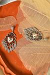 Buy_Our Purple Studio_Cubic Zirconia Leaf Motif Earrings_Online_at_Aza_Fashions