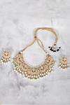 Shop_Auraa Trends_Gold Plated Pearls Kundan Crescent Moon Choker Set _at_Aza_Fashions