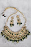 Shop_Auraa Trends_Gold Plated Stones Kundan Choker Set With Drop Earrings _at_Aza_Fashions