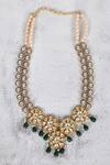 Auraa Trends_Gold Plated Diamonds, Stones Floral Kundan Necklace Set _Online_at_Aza_Fashions