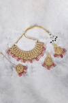 Buy_Auraa Trends_Gold Plated Diamonds, Stones Floral Kundan Necklace Set _at_Aza_Fashions