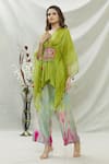 Buy_Capisvirleo_Green Habutai Silk Tie Dye And Ameen Asymmetric Tunic & Palazzo Set  _at_Aza_Fashions
