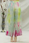 Shop_Capisvirleo_Green Habutai Silk Tie Dye And Ameen Asymmetric Tunic & Palazzo Set  _Online_at_Aza_Fashions