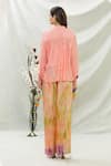 Shop_Capisvirleo_Peach Chanderi And Habutai Tie Dye Band Top & Pant Set  _at_Aza_Fashions