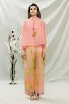 Capisvirleo_Peach Chanderi And Habutai Tie Dye Band Top & Pant Set  _Online_at_Aza_Fashions