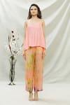 Buy_Capisvirleo_Peach Chanderi And Habutai Tie Dye Band Top & Pant Set  _Online_at_Aza_Fashions