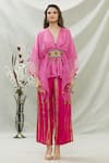 Buy_Capisvirleo_Pink Habutai Silk Tie Dye And Ameen Asymmetric Tunic & Palazzo Set  _Online_at_Aza_Fashions