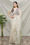 Buy_TaBa Kashi By Artika Shah_Green Organza Embroidered Floral Saree  _at_Aza_Fashions