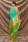Shop_Taba Kashi By Artika Shah_Green Kora/organza Woven Shaded Saree _at_Aza_Fashions