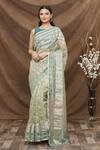 Buy_TaBa Kashi by Artika Shah_Grey Kora Stripe Pattern Saree_Online_at_Aza_Fashions