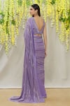 Shop_Yoshita Couture_Purple Saree - Georgette With Satin Border Embroidered Karina Set For Women_at_Aza_Fashions
