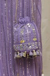 Yoshita Couture_Purple Saree - Georgette With Satin Border Embroidered Karina Set For Women_at_Aza_Fashions