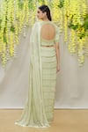 Shop_Yoshita Couture_Green Saree - Georgette With Satin Border Embroidered Linear Round Nauna Set _at_Aza_Fashions