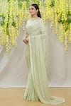 Yoshita Couture_Green Saree - Georgette With Satin Border Embroidered Linear Round Nauna Set _Online_at_Aza_Fashions