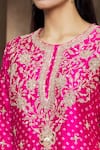 Shop_Surbhi Shah_Pink Pure Spun Silk Printed Bandhej Round Kurta Lehenga Set _Online_at_Aza_Fashions