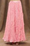 Surbhi Shah_Peach Organza, Spun Silk Bandhej, Floral Printed Kurta Lehenga Set _at_Aza_Fashions