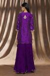 Shop_Surbhi Shah_Purple Pure Spun Silk Printed Bandhej Round Kurta Lehenga Set _at_Aza_Fashions