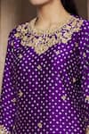 Shop_Surbhi Shah_Purple Pure Spun Silk Printed Bandhej Round Kurta Lehenga Set _Online_at_Aza_Fashions