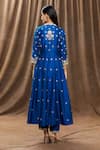 Shop_Surbhi Shah_Blue Organza, Spun Silk Floral, Sequin V Neck Embroidered Angrakha Set_at_Aza_Fashions