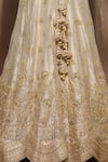 Surbhi Shah_Gold Pure Tissue Embroidery Floral V Neck Bridal Lehenga Set _at_Aza_Fashions