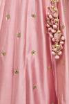 Shop_Surbhi Shah_Pink Pure Spun Silk Embroidery Mirror Leaf Neck Lehenga Set _Online_at_Aza_Fashions