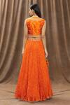 Shop_Surbhi Shah_Orange Organza, Silk Mirror V Neck Crushed Lehenga Set _at_Aza_Fashions