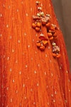 Shop_Surbhi Shah_Orange Organza, Silk Mirror V Neck Crushed Lehenga Set _Online_at_Aza_Fashions